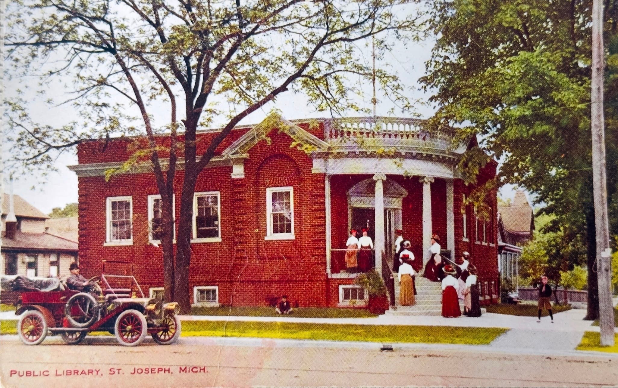 The original 1904 Carnegie Public Library in St. Joseph, Michigan (vintage postcard)